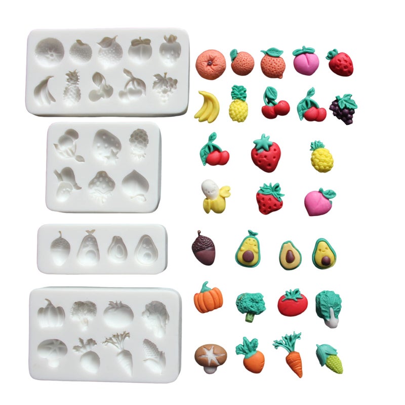 LVDGE Lovely Small Items Silicone Fondant Molds Set For Cake Topper Gumpaste Candy  Chocolate Polymer Clay and More Vegetables  Fruits