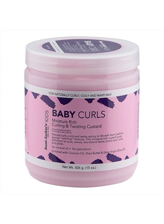 Aunt Jackie's Kids Baby Curls, Moisture Rich Curling and Twisting Custard for Naturally Curly, Coily and Wavy Hair, 15 oz - Image 1