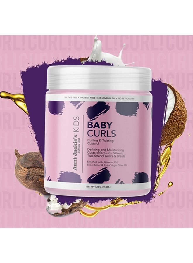 Aunt Jackie's Kids Baby Curls, Moisture Rich Curling and Twisting Custard for Naturally Curly, Coily and Wavy Hair, 15 oz - Image 2