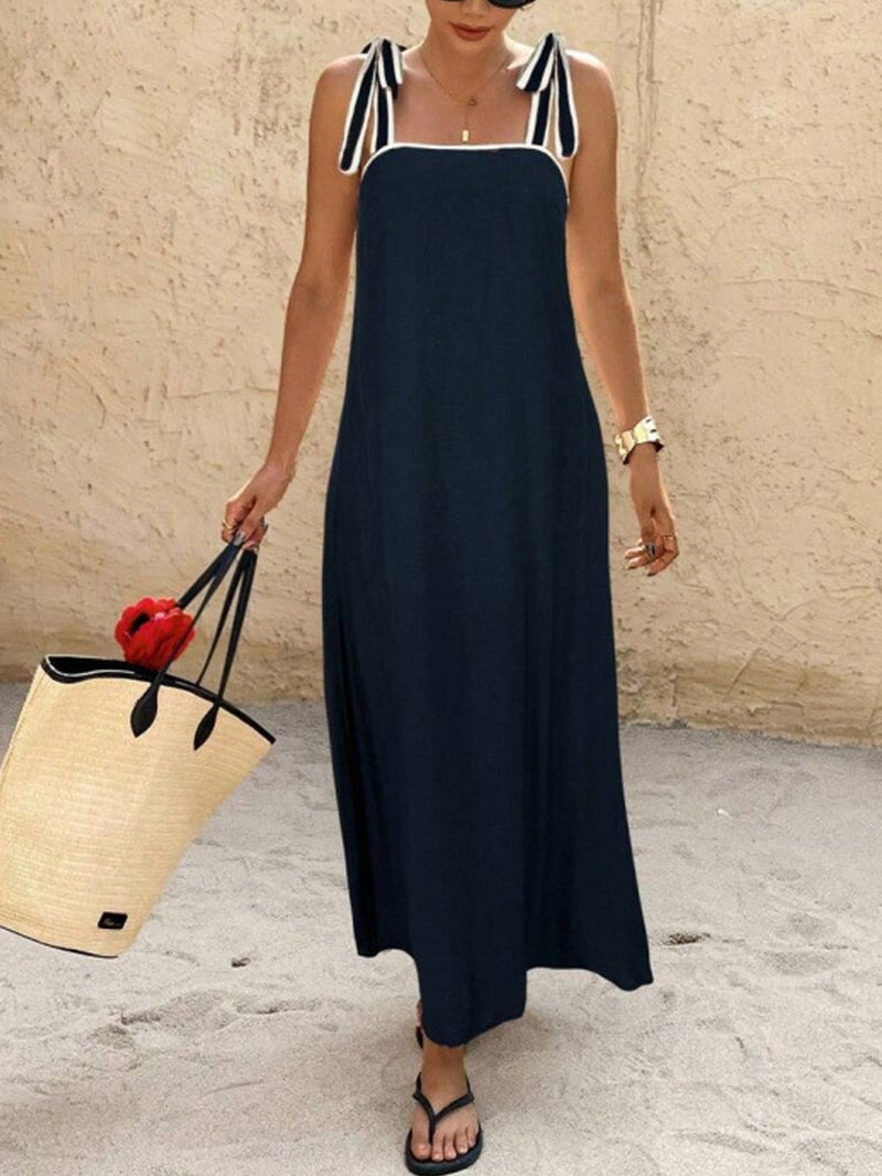 French Style Women's Casual Tie-Up Off-Shoulder Dress 2026 Summer - Image 5