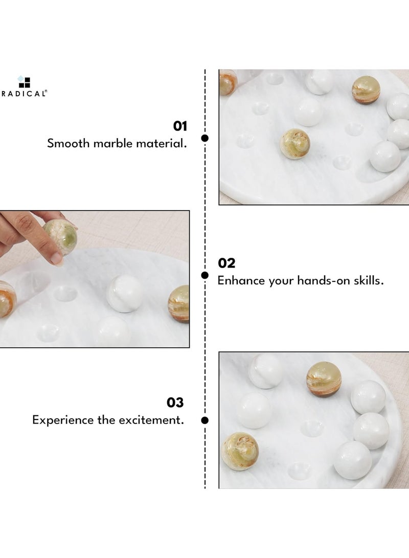 راديكالن لعبة تيك تاك تو الرخامية باللونين الأبيض والأخضر، مقاس 10 بوصات، مصنوعة يدويًا، طاولات قهوة - ليالي الألعاب للكبار - ألعاب حفلات للكبار - Image 3