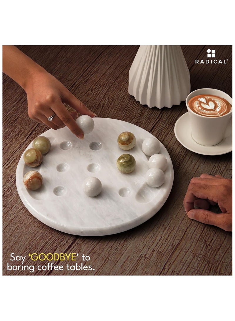 راديكالن لعبة تيك تاك تو الرخامية باللونين الأبيض والأخضر، مقاس 10 بوصات، مصنوعة يدويًا، طاولات قهوة - ليالي الألعاب للكبار - ألعاب حفلات للكبار - Image 4