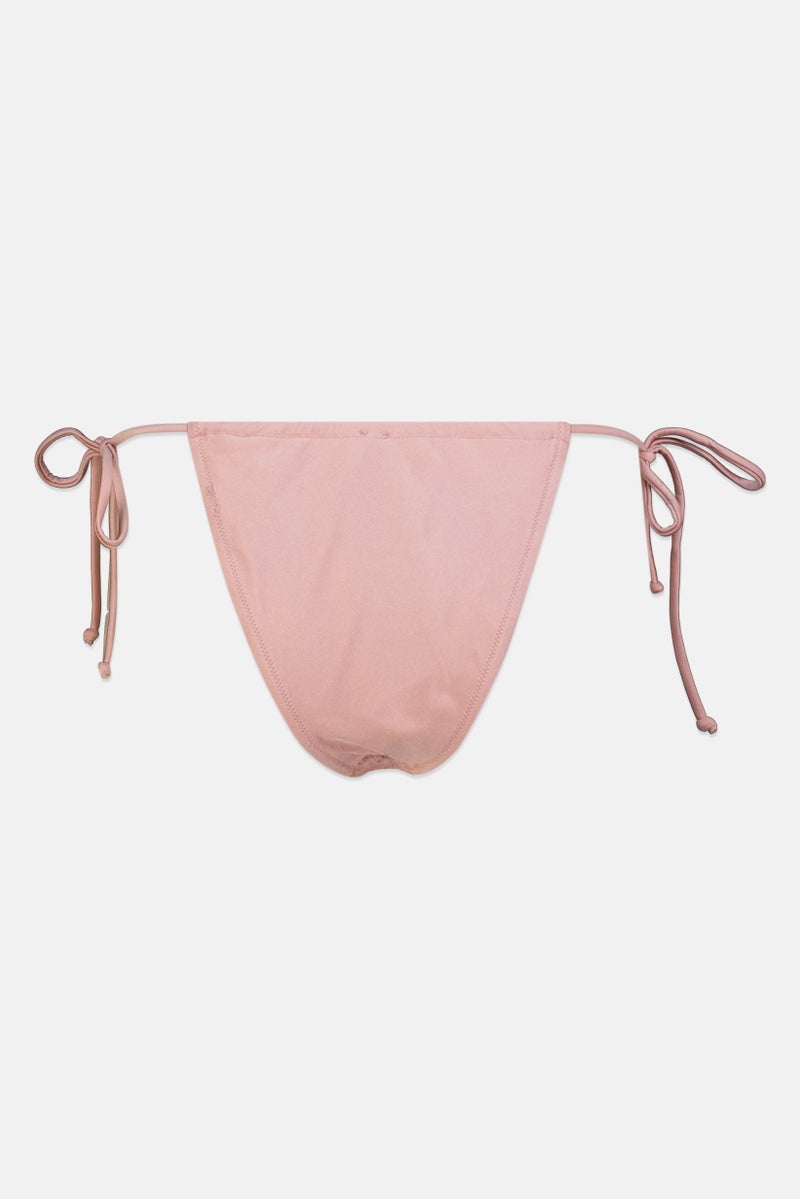 Bershka Women Shirred Pattern Bikini Bottom, Old Rose - Image 2