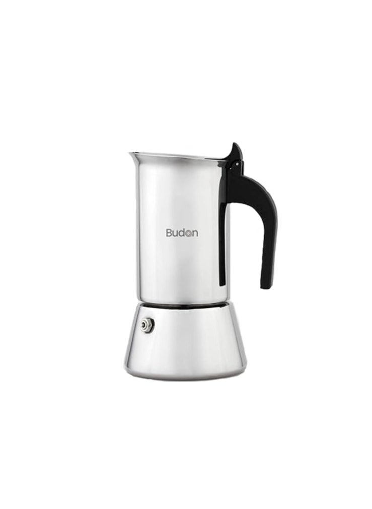 Atlasware Budan Induction Moka Pot 6 Cup Stainless Steel Espresso Maker, stovetop coffee maker  - Image 1