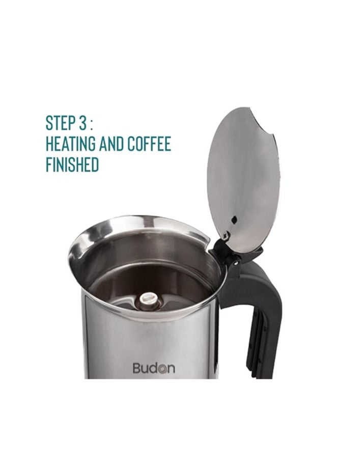 Atlasware Budan Induction Moka Pot 6 Cup Stainless Steel Espresso Maker, stovetop coffee maker  - Image 3