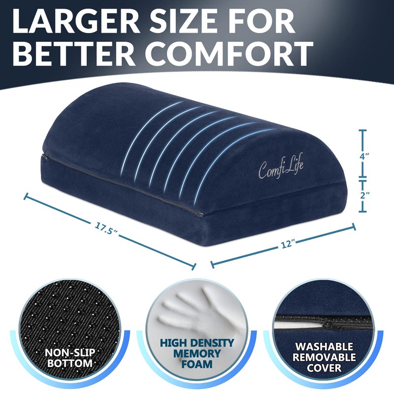 ComfiLife Foot Rest Under Desk for Office Use – Adjustable Height Memory Foam Foot Stool Under Desk for Office Chair & Gaming Chair – Ergonomic Under Desk Foot Rest for Back & Hip Pain Relief (Navy) - Image 4