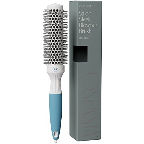 Osensia Round Brush for Blow Drying  Extra Small Ceramic Thermal Ionic Roller Brush for Sleek Salon Blowout  Lightweight Round Hair Brush for Precise Styling and Manageable Hair Bristle 17in Barrel 1in