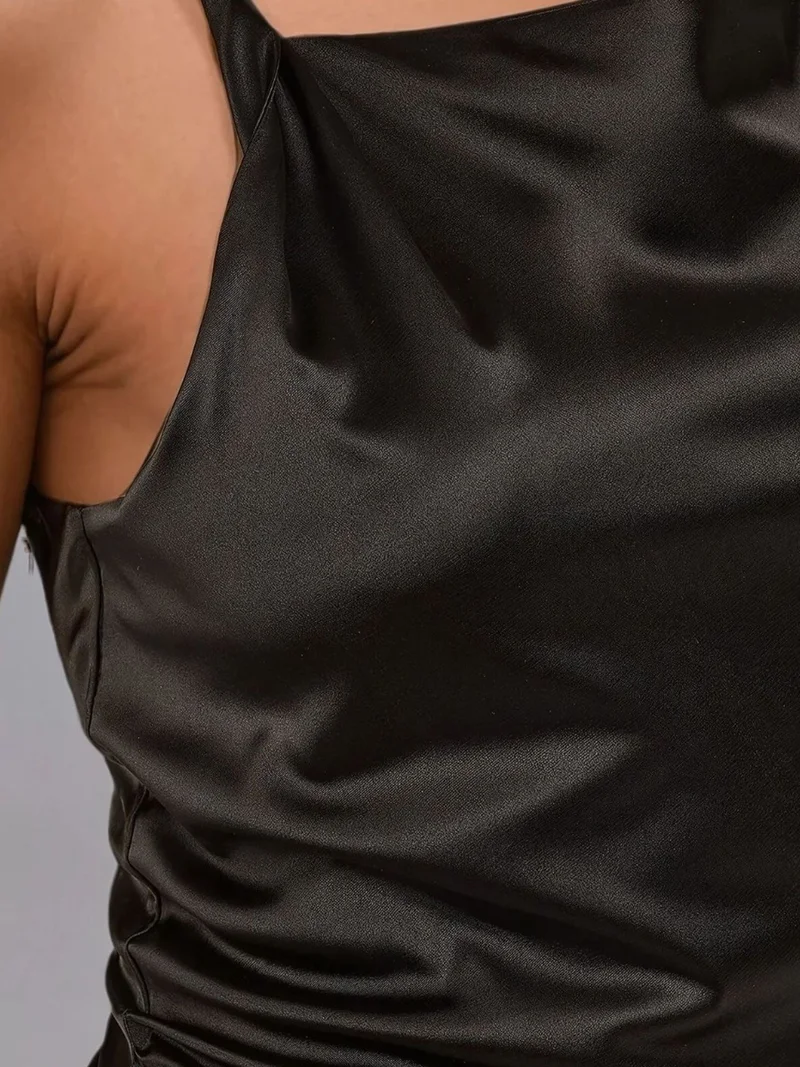 HICCUP Black Satin Maxi Dress for Women | Best Price UAE