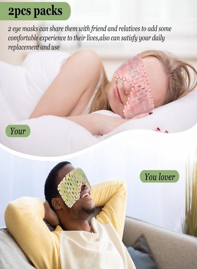 LazyGa Natural Jade Eye Mask and Rose Quartz Eye Mask Set - Soothing & Relaxing Alleviate Puffiness and Migraines with Cooling and Warming Therapy (2 Pcs) - Image 3