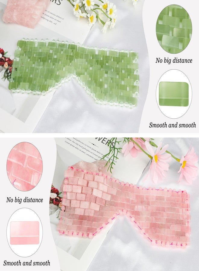 LazyGa Natural Jade Eye Mask and Rose Quartz Eye Mask Set - Soothing & Relaxing Alleviate Puffiness and Migraines with Cooling and Warming Therapy (2 Pcs) - Image 2