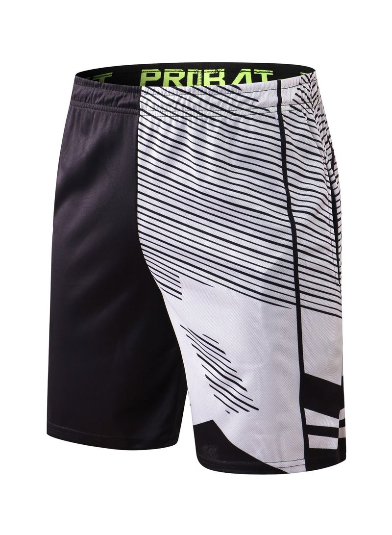 YEL PRO Men Quick Dry Breathable Elastic Shorts Black/White - Image 1