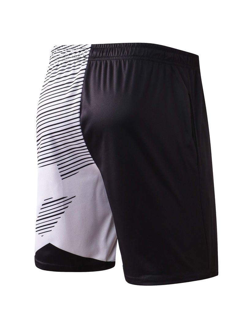 YEL PRO Men Quick Dry Breathable Elastic Shorts Black/White - Image 2