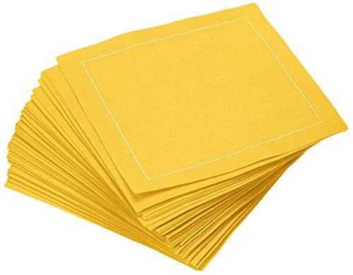 FIVE STAR NAPKINS Five Star Cocktail Napkins, 50 Luxury Cotton Disposable Cocktail Party Napkins, 4.5" x 4.5" for Home Bars, Game Nights, Beverages, Birthdays, Weddings & Holidays, Citron - Image 4