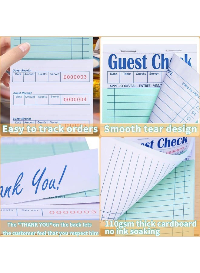UZLU 60 Pack Guest Checks Books Bulk Server Note Pad Numbered Waitress Notepad for Restaurants White Food Receipt Book 3000 Total Double Sided Perforated Server Order Paper for Bars Cafes Restaurant Order - Image 4