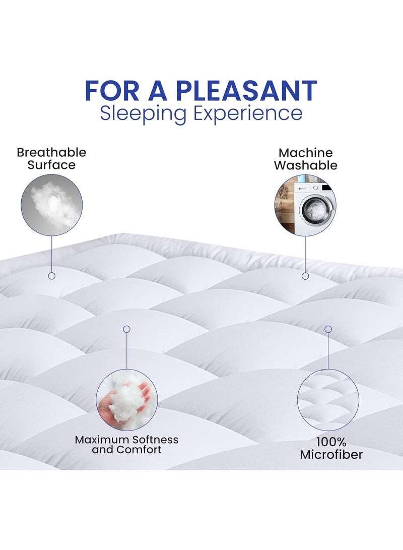 Utopia Bedding Quilted Fitted Premium Mattress Pad Queen Size - Pillow Top Mattress Topper - Elastic Fitted Fluffy Mattress Protector - Mattress Cover Stretches up to 16 Inches Deep -Machine Washable - Image 2