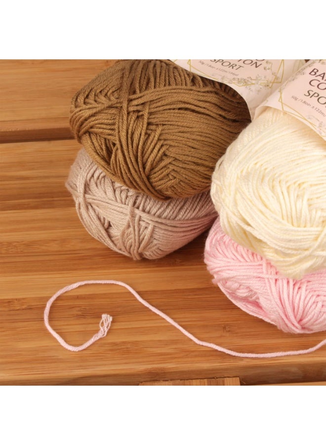 Arabest JubileeYarn Bamboo Cotton Sport Yarn - 50g/Skein - Shades of Neutral Tones - 4 Skeins - Image 3