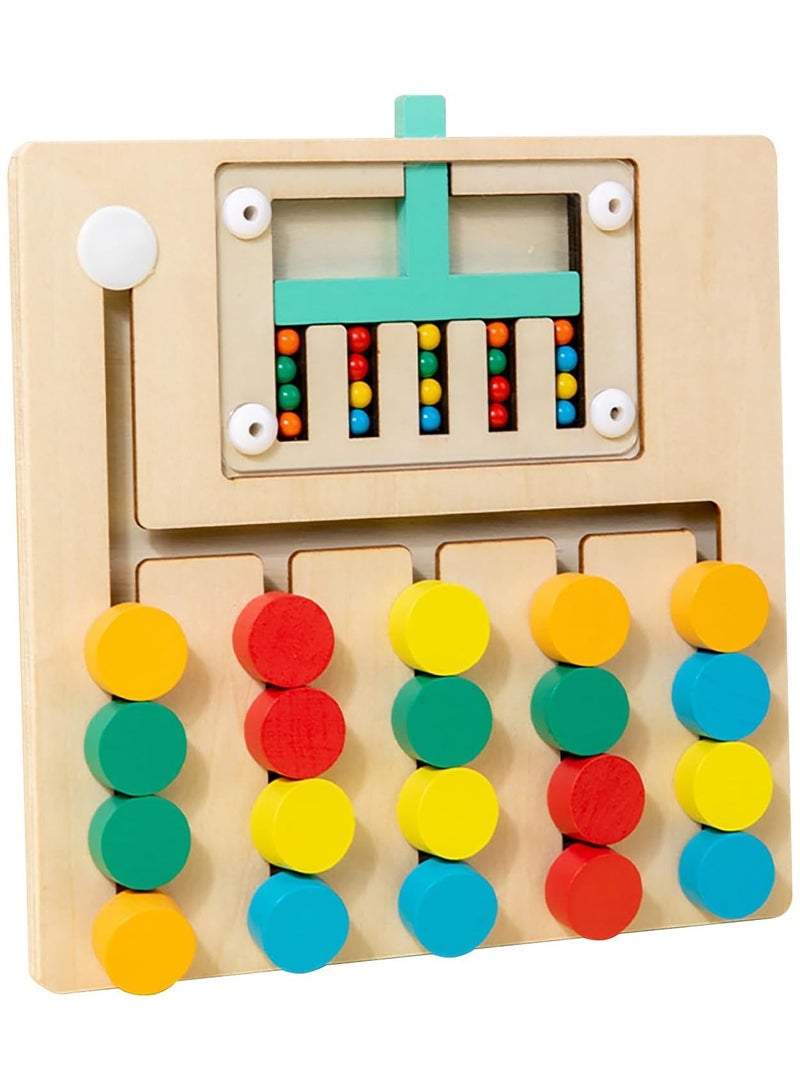 Soofam Wooden Color Sorting Toys Matching Puzzle, Slide Puzzle Color & Shape Matching Brain Teasers Logic Game Montessori Preschool Learning Educational Wooden Toys for Kids  - Image 1