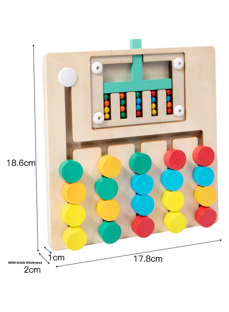 Soofam Wooden Color Sorting Toys Matching Puzzle, Slide Puzzle Color & Shape Matching Brain Teasers Logic Game Montessori Preschool Learning Educational Wooden Toys for Kids  - Image 5