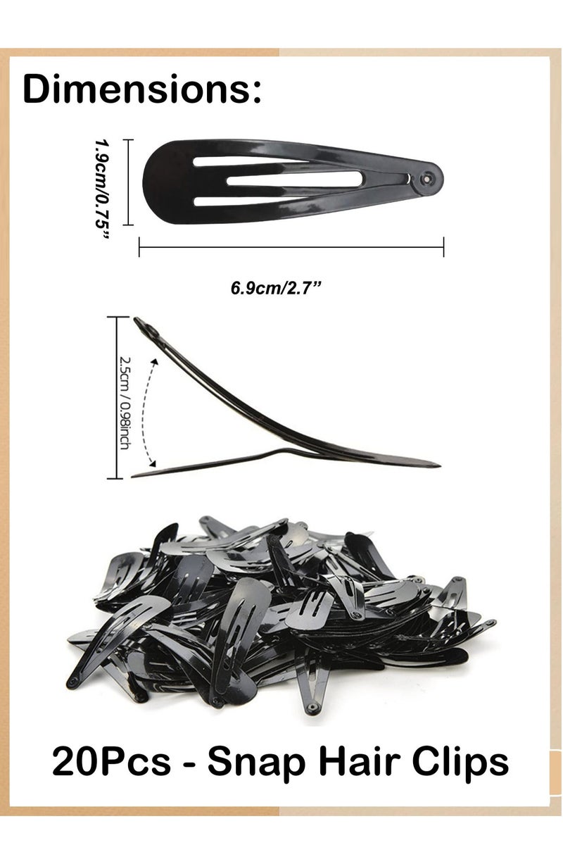 ليليت ‏20 قطعة مشابك شعر معدنية سوداء 2.7 إنش، إكسسوارات شعر، مشابك تيك تاك للنساء والبنات - Image 2