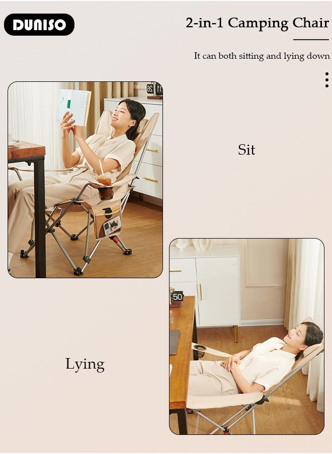 DUNISO Foldable Chair Bed with Arm, Rests Deck Chair Indoor Office, Folding Chair Portable Recliner Deck Chairs Breathable Comfort Bed for Office Lunch Break  - Image 2