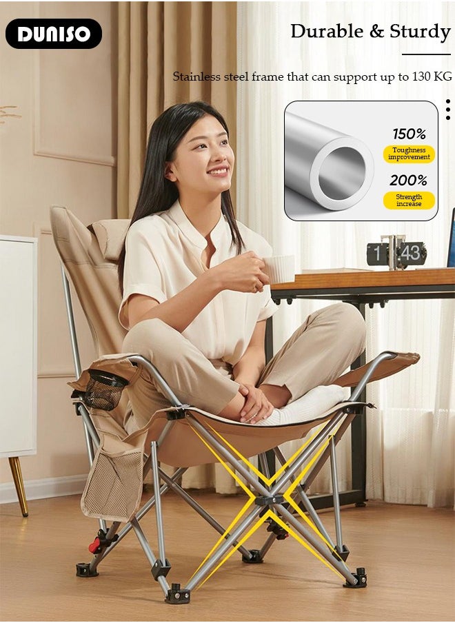 DUNISO Foldable Chair Bed with Arm, Rests Deck Chair Indoor Office, Folding Chair Portable Recliner Deck Chairs Breathable Comfort Bed for Office Lunch Break  - Image 5