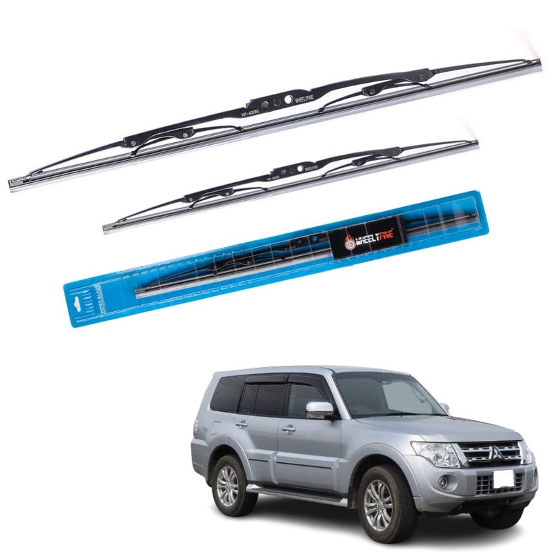 Wheelyfine Car Wiper Blades | Metal Frame | Water Repellent Windshield Wipers | Blade Refills (Mitsbisi Pajero(V80/V90)(2006Onward) Dr 22"/Pa 20") - Image 1