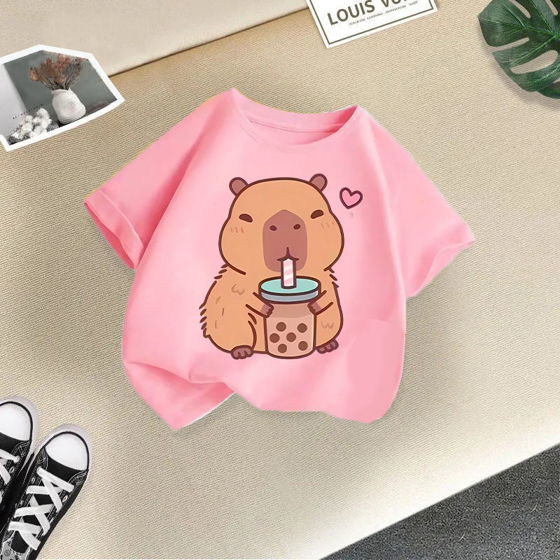 2026 Style Short-Sleeved T-Shirts For Boys And Girls With Cartoon Prints, Loose-Fitting Children'S Tops, Children'S Clothing Trend - Image 1