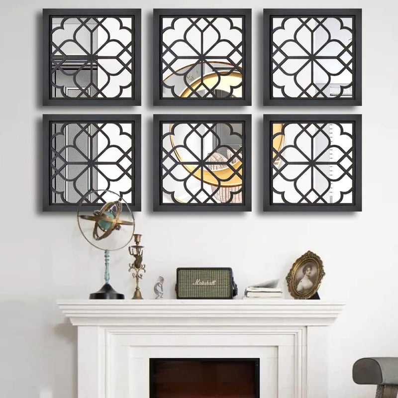 Wocred 2 PCS Square Wall Mirror,Gorgeous Rustic Farmhouse Accent Mirror,Black Entry Mirror for Bathroom Renovation,Bedrooms,Living Rooms and More(12”x12”) - Image 3