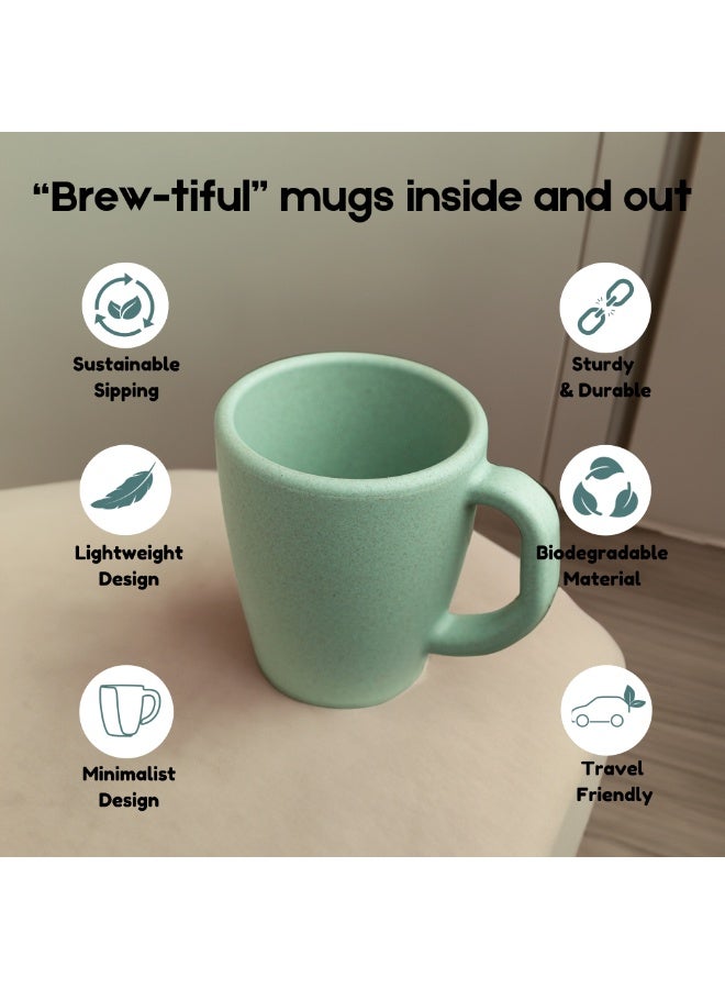 FRENVI Earth-Friendly Classic Coffee Mini Mug Set of 4 |150 ml|Made with Rice Husk & Bamboo Fibers|Microwave Safe|Hot & Cold Coffee Cup, Milk & Tea Cup |Matte Finish mugs for coffee| Fern Green - Image 2
