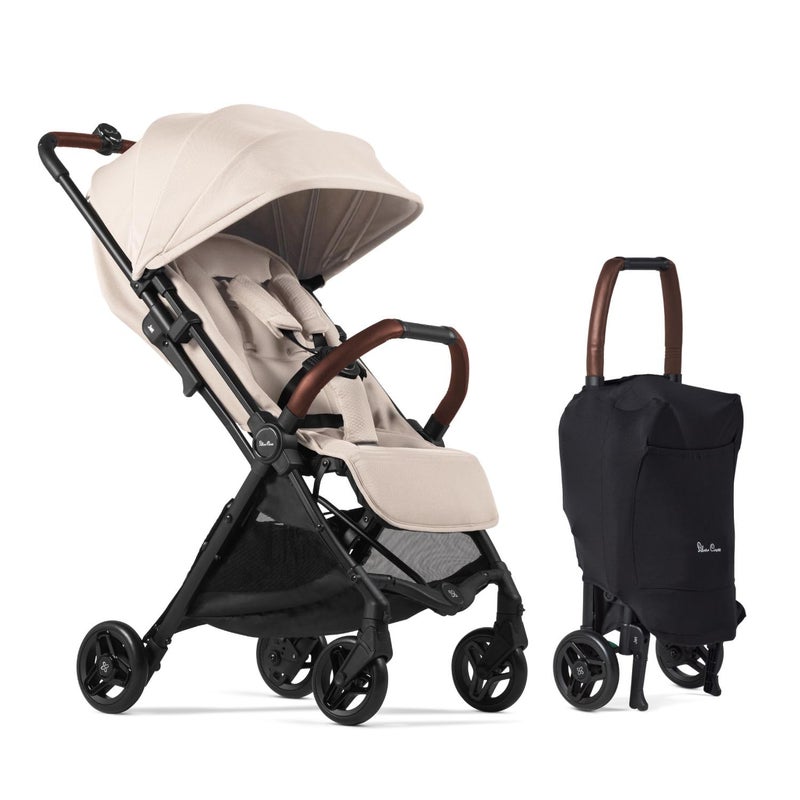 Silver Cross Silver Cross Jet 5 Full Size TSA Approved Infant Toddler Travel Stroller Lightweight Compact Easy to Fold with AllTerrain Wheels and One Hand Full Flat Recline Almond White 