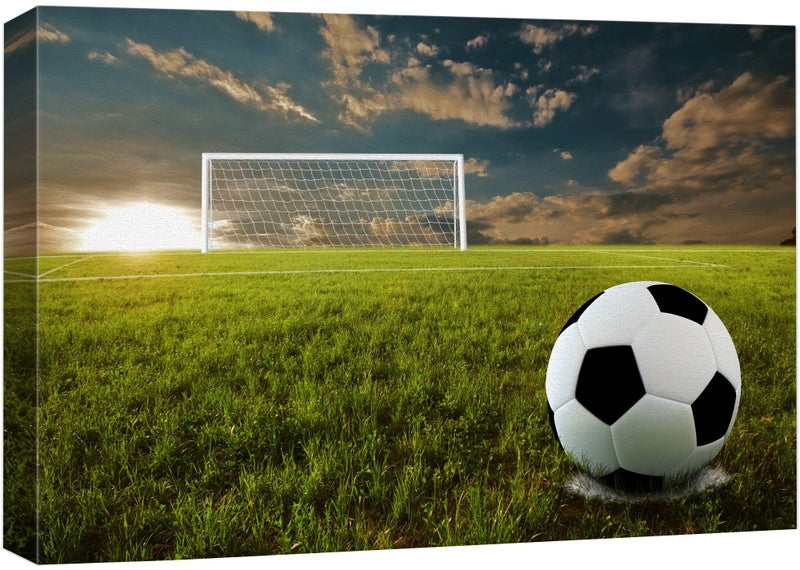 wall26 Canvas Print Wall Art Black  White Soccer Ball on Field at Sunset Sports Athletes Photography Modern Art Contemporary Scenic Urban Multicolor for Living Room Bedroom Office  16x24