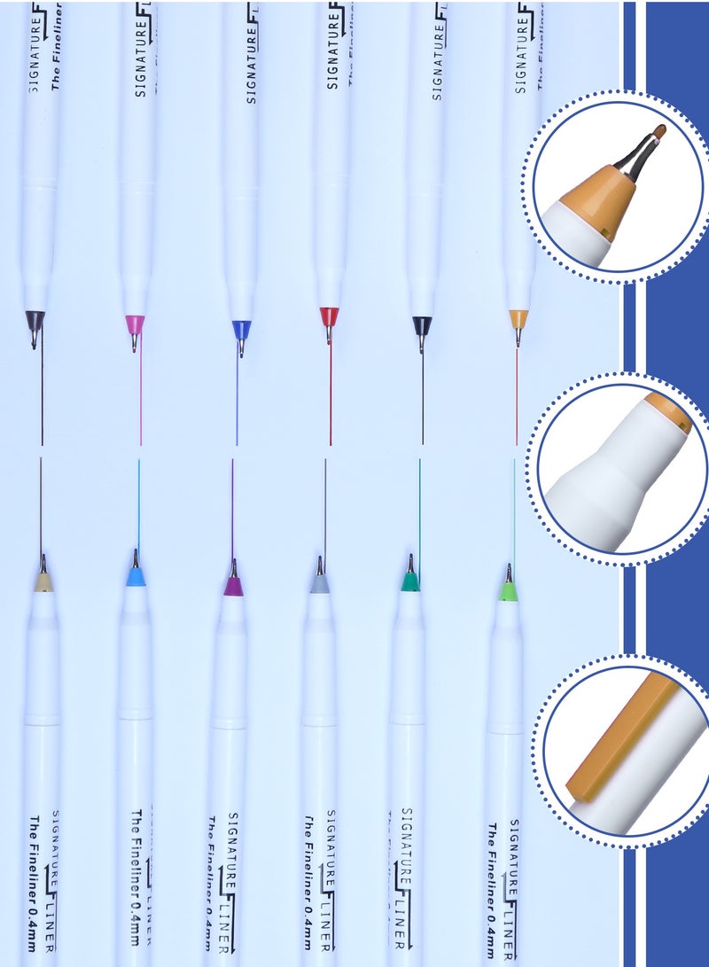Signature 12-Color Fineliner Pen Set - Perfect for Doodling, Drawing, and Fine Writing - Image 2