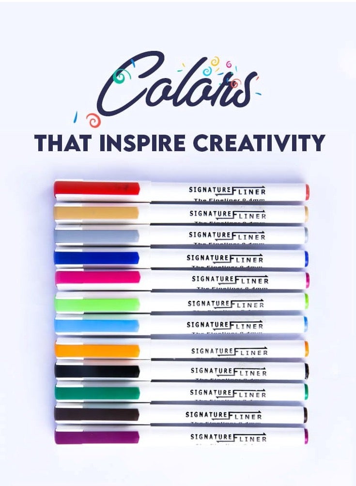 Signature 12-Color Fineliner Pen Set - Perfect for Doodling, Drawing, and Fine Writing - Image 4