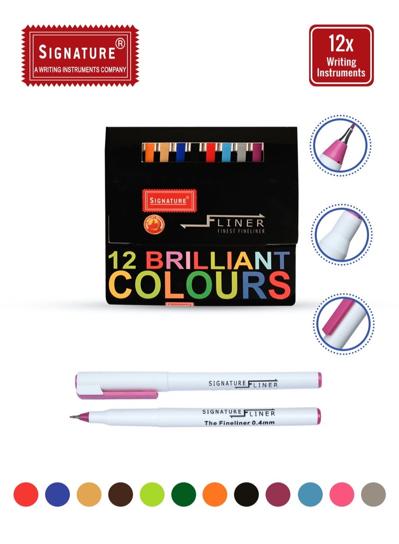 Signature 12-Color Fineliner Pen Set - Perfect for Doodling, Drawing, and Fine Writing - Image 3