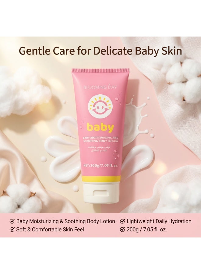 Blooming Day Baby Moisturizing & Soothing Body Lotion, Lightweight Non-Greasy Baby Lotion, Helps Protect Skin from Dryness, For Daily Baby Care, 200g - Image 1