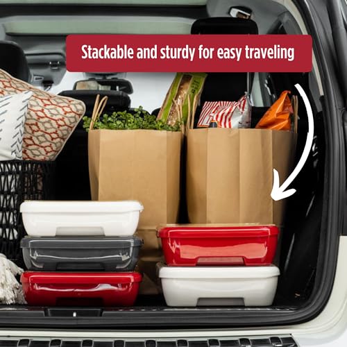 Fancy Panz Classic, Food Serving Tray, Made in the USA Foil Pan Carrier, Stackable Aluminum Pan Holders with Clear Lid, Travel Casserole Carrier With 1 Disposable Foil Pan & Serving Spoon, Charcoal - Image 4