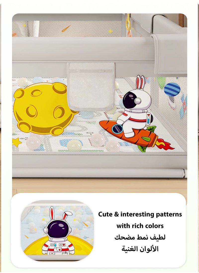 MissTiara - Baby Playpen, Extra Large Playard for Babies, Portable Indoor Outdoor Toddlers Safety Play Yard Activities with Breathable Mesh&Zipper Door, with 50pcs-Ocean Balls&Accessories 150*180cm - Image 1