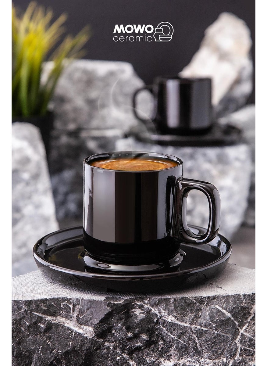 Mowo Home Hatsu Handmade Turkish Coffee Espresso Cup Black Color 2 Pieces 