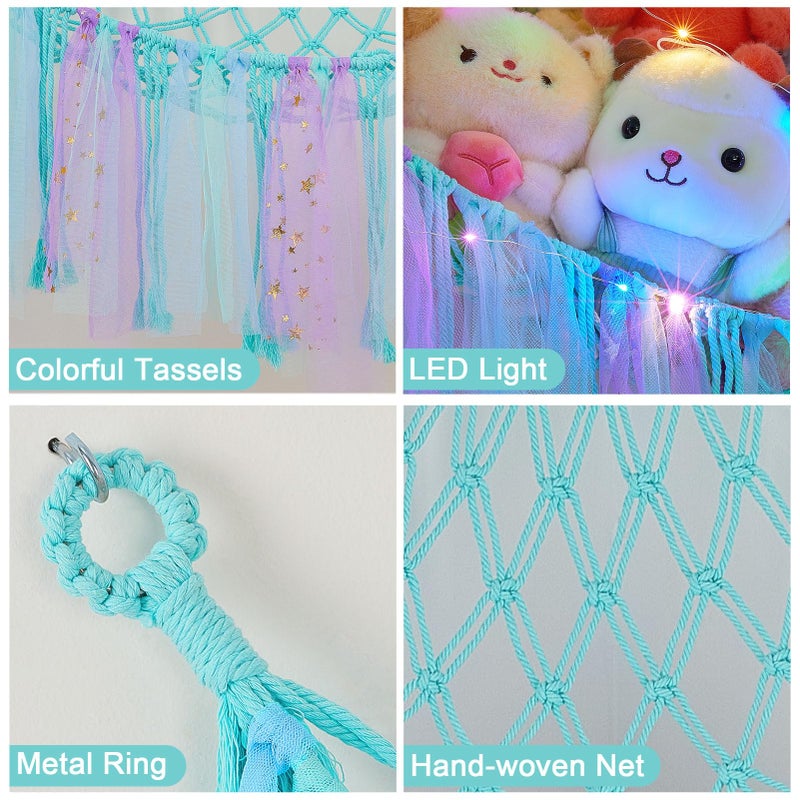 FIOBEE Stuffed Animals Net or Hammock with LED Light, Toy Hammock Hanging Stuffed Animals Storage Organizer Holder Room DÃ©cor for Nursery Kids Bedroom - Image 5