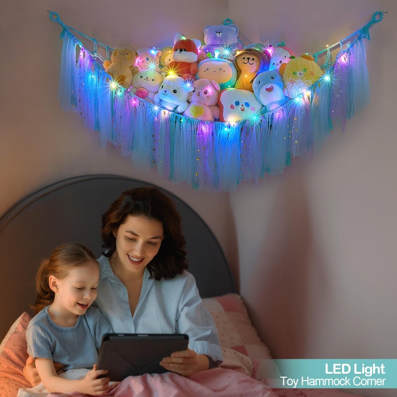 FIOBEE Stuffed Animals Net or Hammock with LED Light, Toy Hammock Hanging Stuffed Animals Storage Organizer Holder Room DÃ©cor for Nursery Kids Bedroom - Image 4