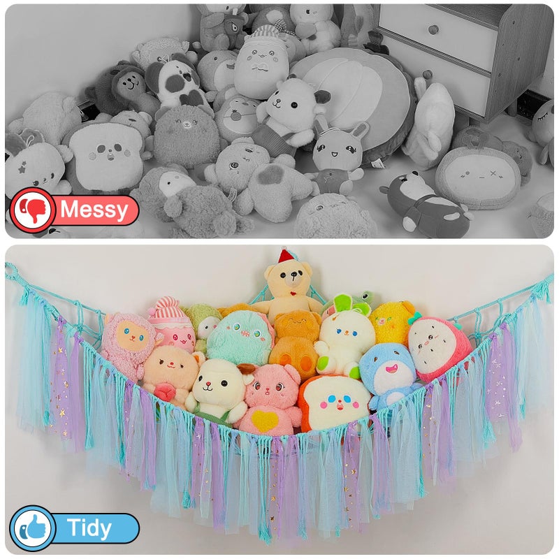 FIOBEE Stuffed Animals Net or Hammock with LED Light, Toy Hammock Hanging Stuffed Animals Storage Organizer Holder Room DÃ©cor for Nursery Kids Bedroom - Image 3