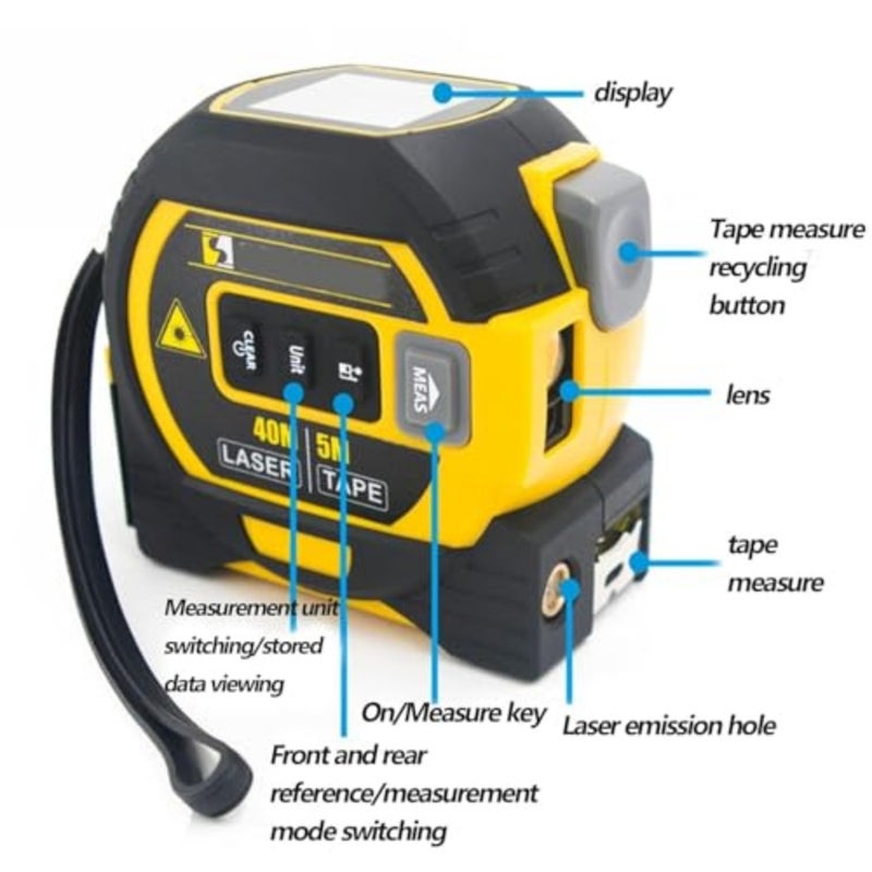 Almighty Ruler 3-in-1 Laser Measuring Tape, The Almighty Tools Laser Tape Measure, 196/131ft High Accuracy Laser Measurement and 16ft Manual Measuring Tape Measure Blue-196 ft/60 m - Image 4