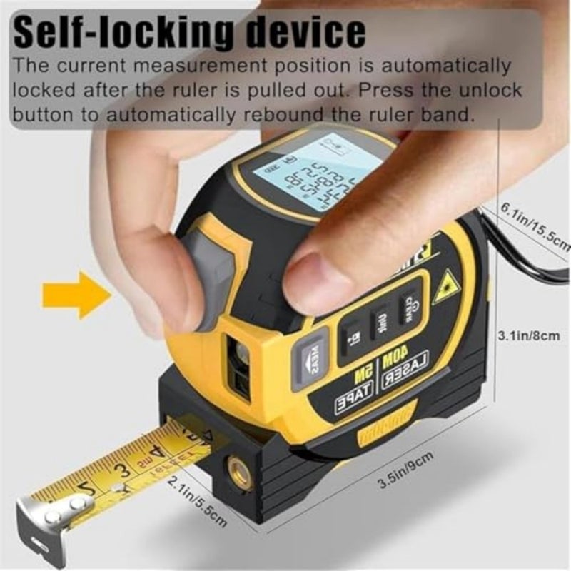 Almighty Ruler 3-in-1 Laser Measuring Tape, The Almighty Tools Laser Tape Measure, 196/131ft High Accuracy Laser Measurement and 16ft Manual Measuring Tape Measure Blue-196 ft/60 m - Image 2