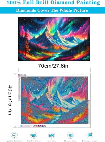 mrpwnle Northern Lights Diamond Art Painting Kit for Adults, Full Drill Large Aurora Crafts Gem Art Kit Landscape Mountain Diamond Art Painting Kit for Adults Beginner 27.6x15.8in - Image 4