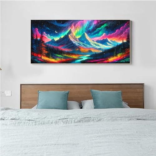mrpwnle Northern Lights Diamond Art Painting Kit for Adults, Full Drill Large Aurora Crafts Gem Art Kit Landscape Mountain Diamond Art Painting Kit for Adults Beginner 27.6x15.8in - Image 2