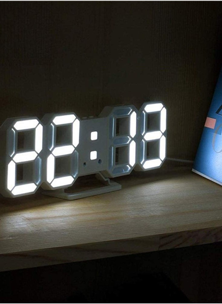 WENTCCION 3D LED Digital Clock Glowing Night Mode Brightness Adjustable Electronic Table Clock 24/12 Hour Display Alarm Clock Wall Hanging  - Image 3