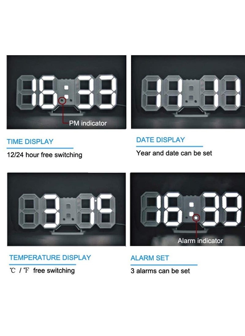 WENTCCION 3D LED Digital Clock Glowing Night Mode Brightness Adjustable Electronic Table Clock 24/12 Hour Display Alarm Clock Wall Hanging  - Image 5