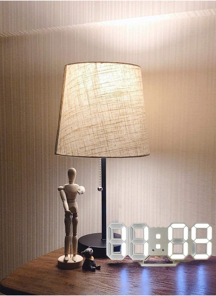 3D LED Digital Clock Glowing Night Mode Brightness Adjustable Electronic Table Clock 24/12 Hour Display Alarm Clock Wall Hanging