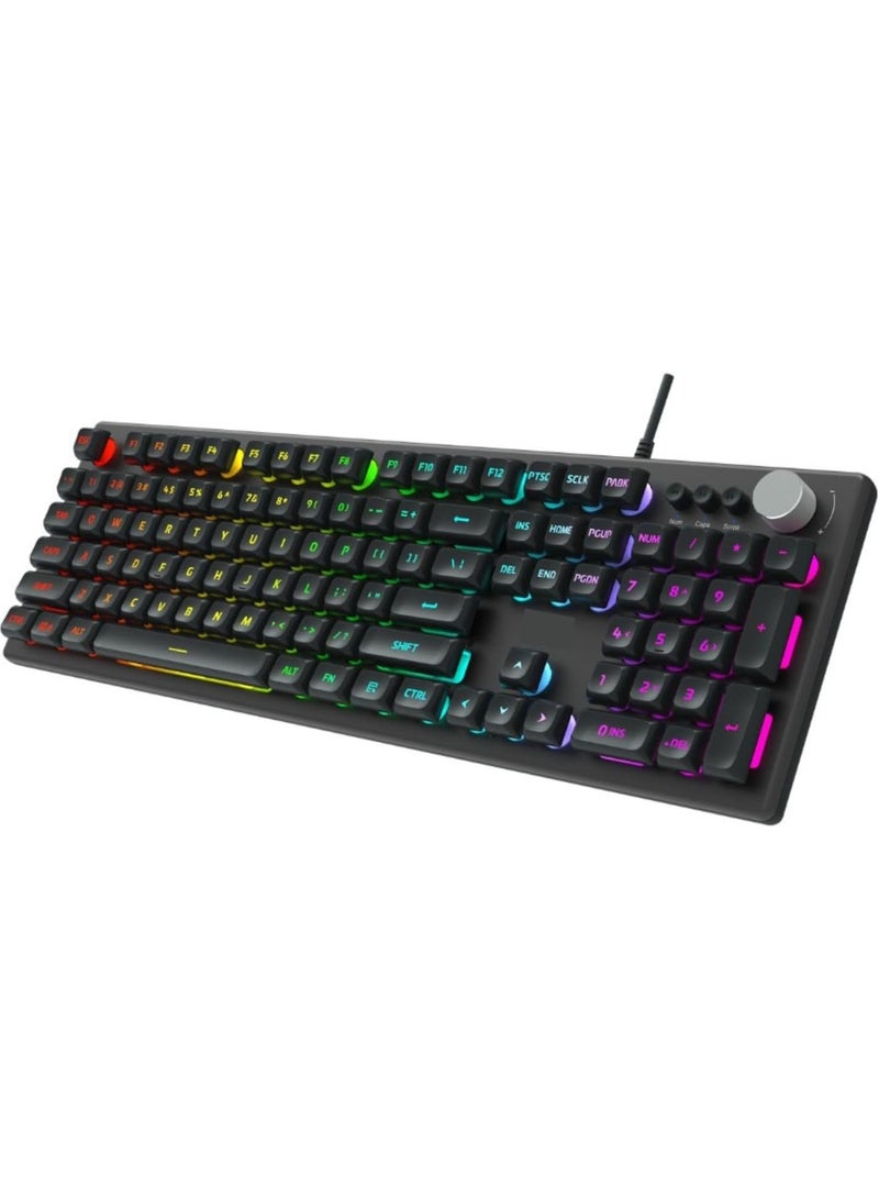 AULA F2028 Wired Gaming Keyboard 104 Keys RGB Backlit with Multi-Functional Knob Membrane Keyboard for Home Office - Image 3