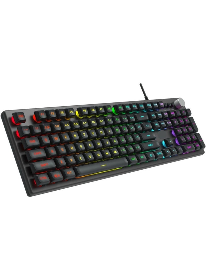 AULA F2028 Wired Gaming Keyboard 104 Keys RGB Backlit with Multi-Functional Knob Membrane Keyboard for Home Office - Image 1